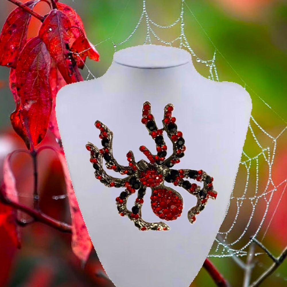 FREAKY & FUN RED SPIDER BROOCH